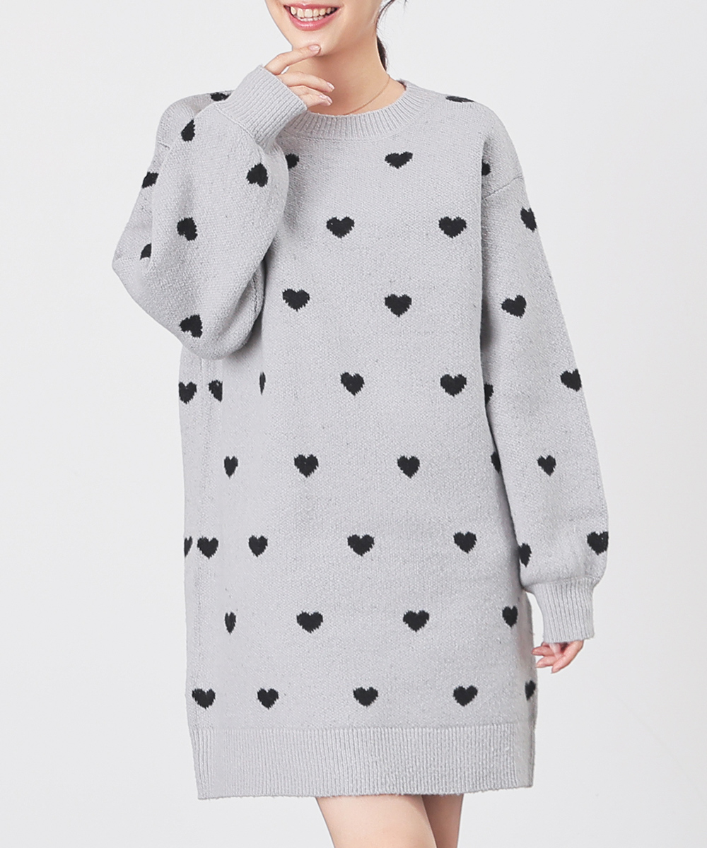 Honeys（ハニーズ） 長袖 ミニ丈 ハート柄 アーガイル柄 ダブルジャ