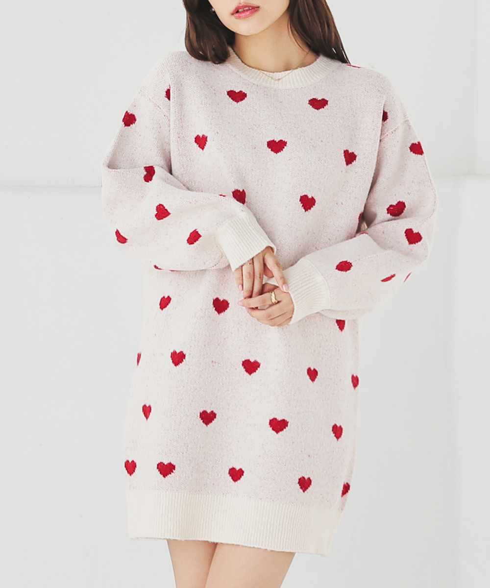 Honeys（ハニーズ） 長袖 ミニ丈 ハート柄 アーガイル柄 ダブルジャ