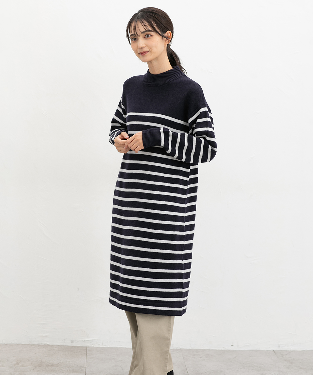 Honeys（ハニーズ） 長袖 ロング丈 再生ポリエステル ニットワンピース