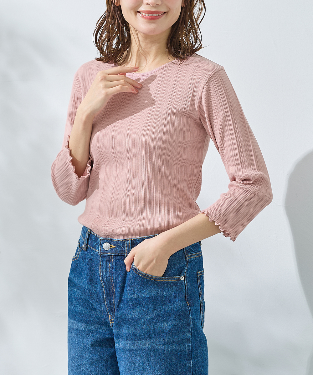Honeys（ハニーズ） トップス 7分袖Tシャツ テレコTシャツ カットソー