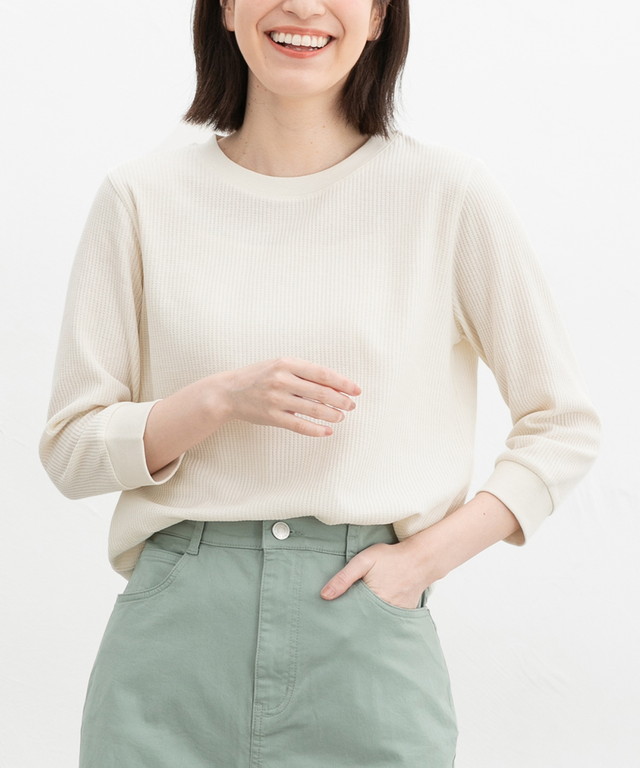 Stussy ワッフル素材 七分袖カットソー Lサイズ Honeys（ハニーズ） トップス カットソー Tシャツ 7分袖Tシャツ UV