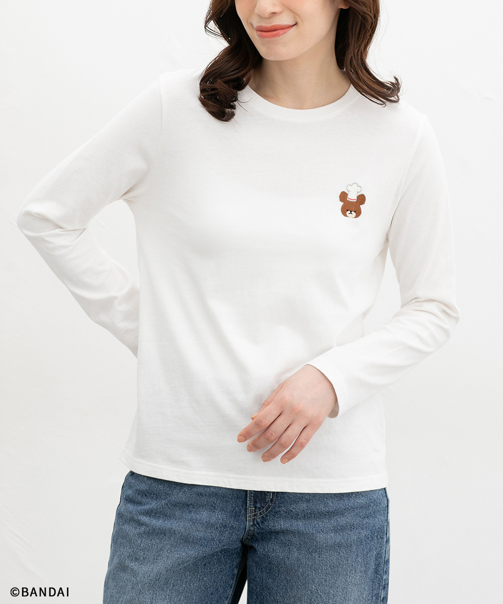 バーバリー 長袖Tシャツ カットソー くま刺繍 90cm新品 ベージュ色 セール】【POLO BCS】くま刺しゅう長袖Tシャツ（Tシャツ/カットソー