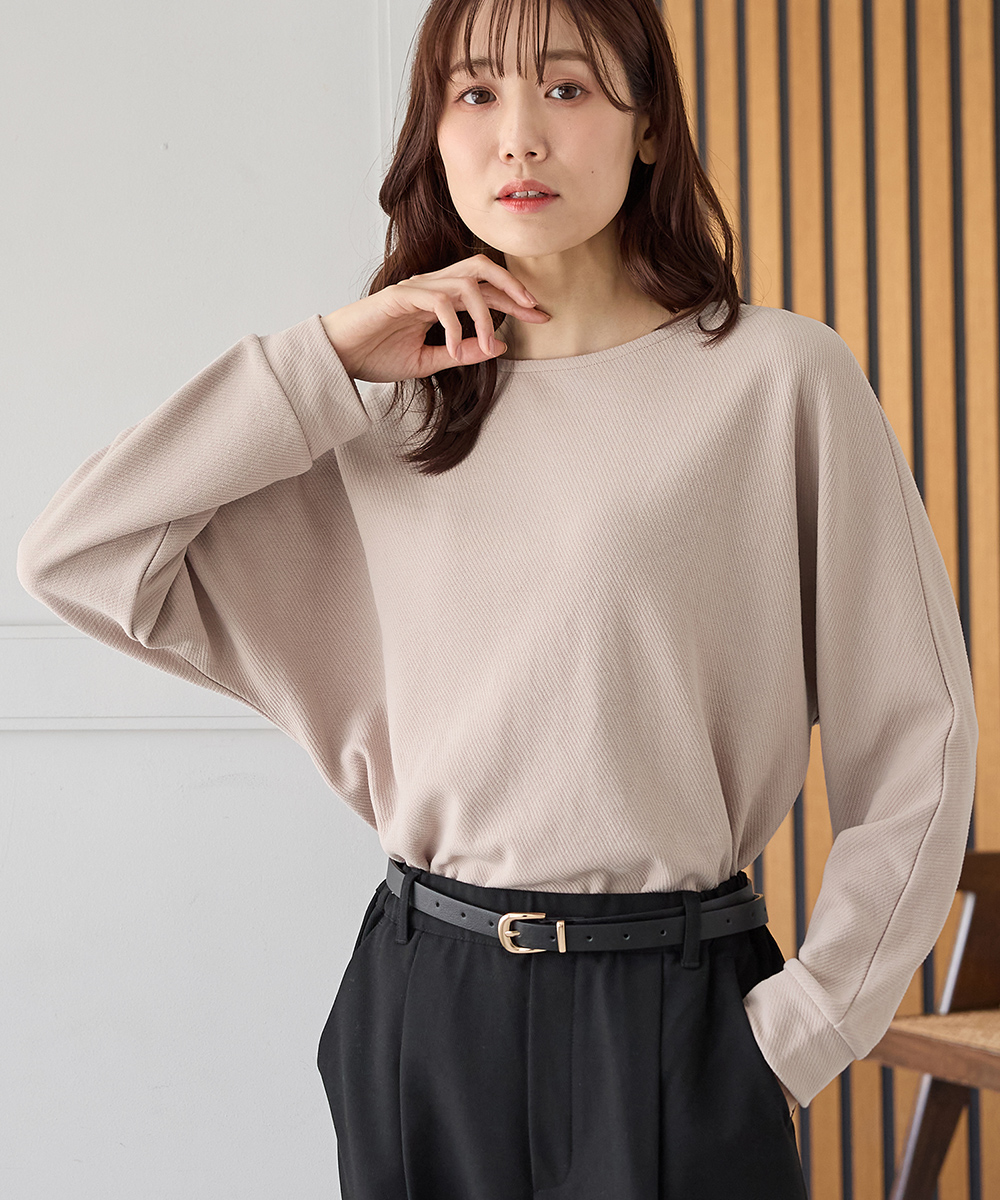 Honeys（ハニーズ） トップス カットソー 長袖 ドルマン袖 綿混 ツイル