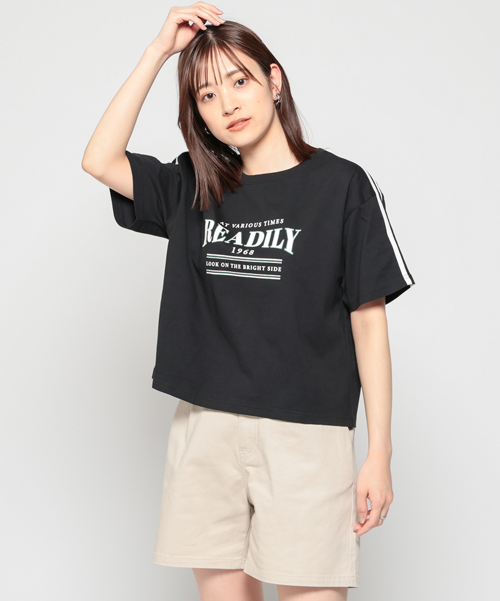 Tシャツ カットソー レディース 半袖 スポーティー ロゴ カジュアル ゆったり ライン Honey...