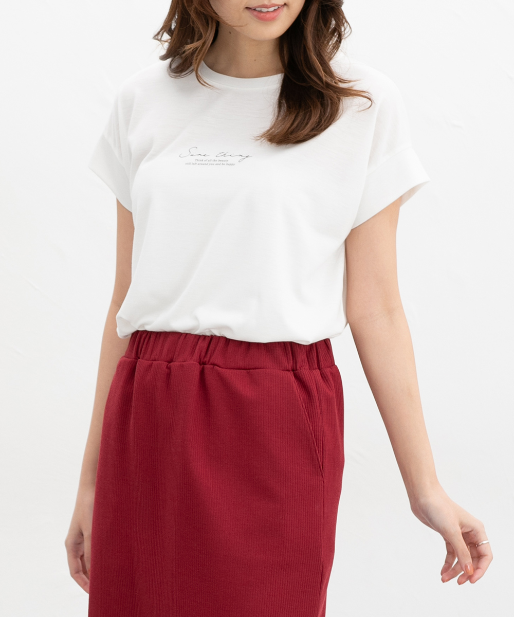 トップス Tシャツ 半袖Tシャツ カットソー 半袖 ハニさら 汗ジミ軽減 レー Honeys ハニーズ 汗ジミ軽減ロゴＴシャツ | Honeys | 01