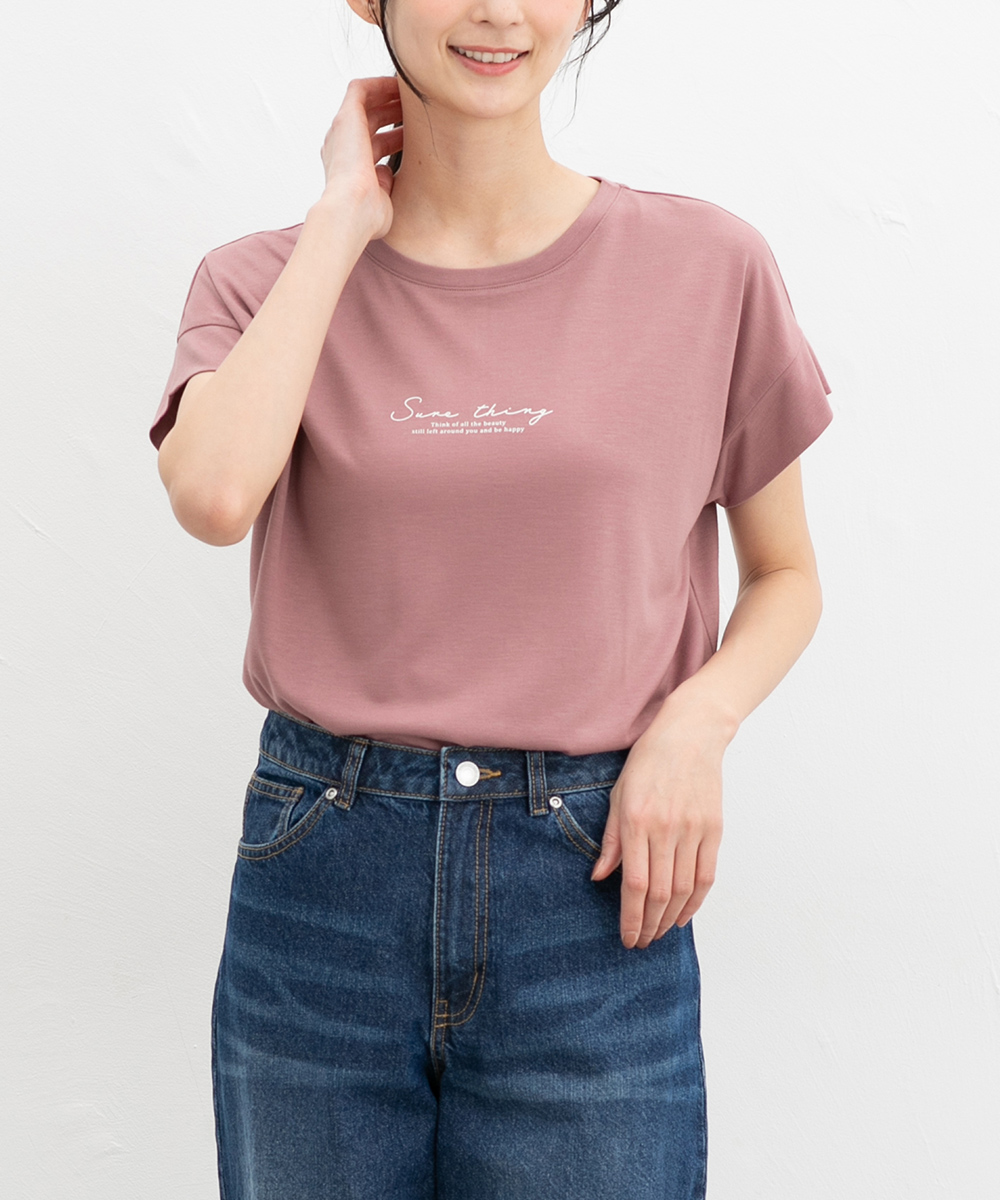 トップス Tシャツ 半袖Tシャツ カットソー 半袖 ハニさら 汗ジミ軽減 レー Honeys ハニーズ 汗ジミ軽減ロゴＴシャツ | Honeys | 03