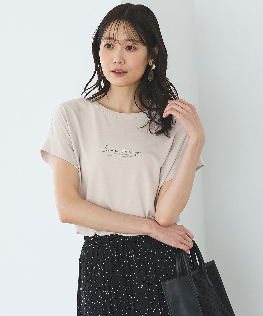 トップス Tシャツ 半袖Tシャツ カットソー 半袖 ハニさら 汗ジミ軽減 レー Honeys ハニーズ 汗ジミ軽減ロゴＴシャツ | Honeys | 05