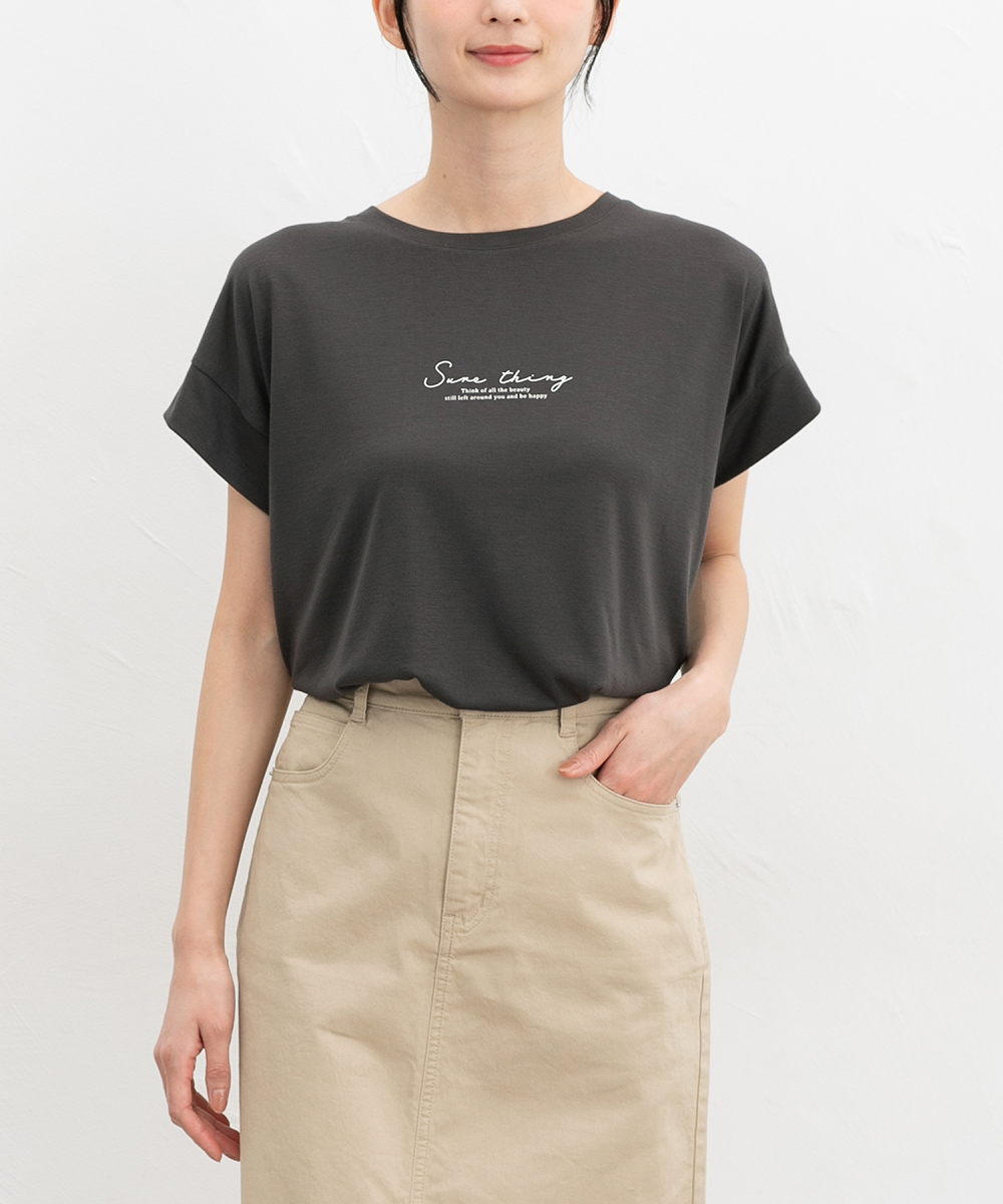 トップス Tシャツ 半袖Tシャツ カットソー 半袖 ハニさら 汗ジミ軽減 レー Honeys ハニーズ 汗ジミ軽減ロゴＴシャツ | Honeys | 06