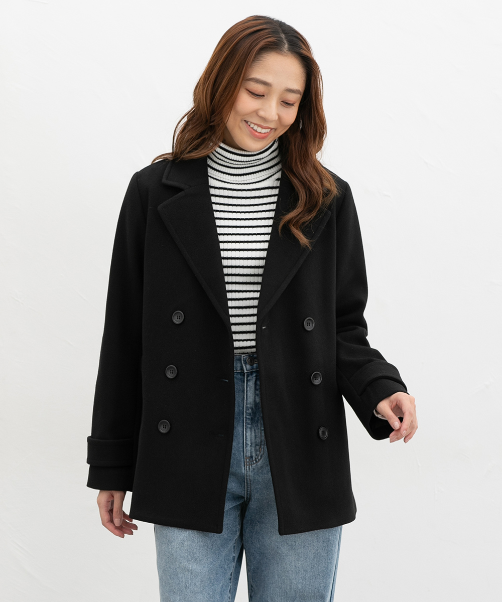 Honeys（ハニーズ） アウター ハーフコート Pコート 抗菌防臭 静電気