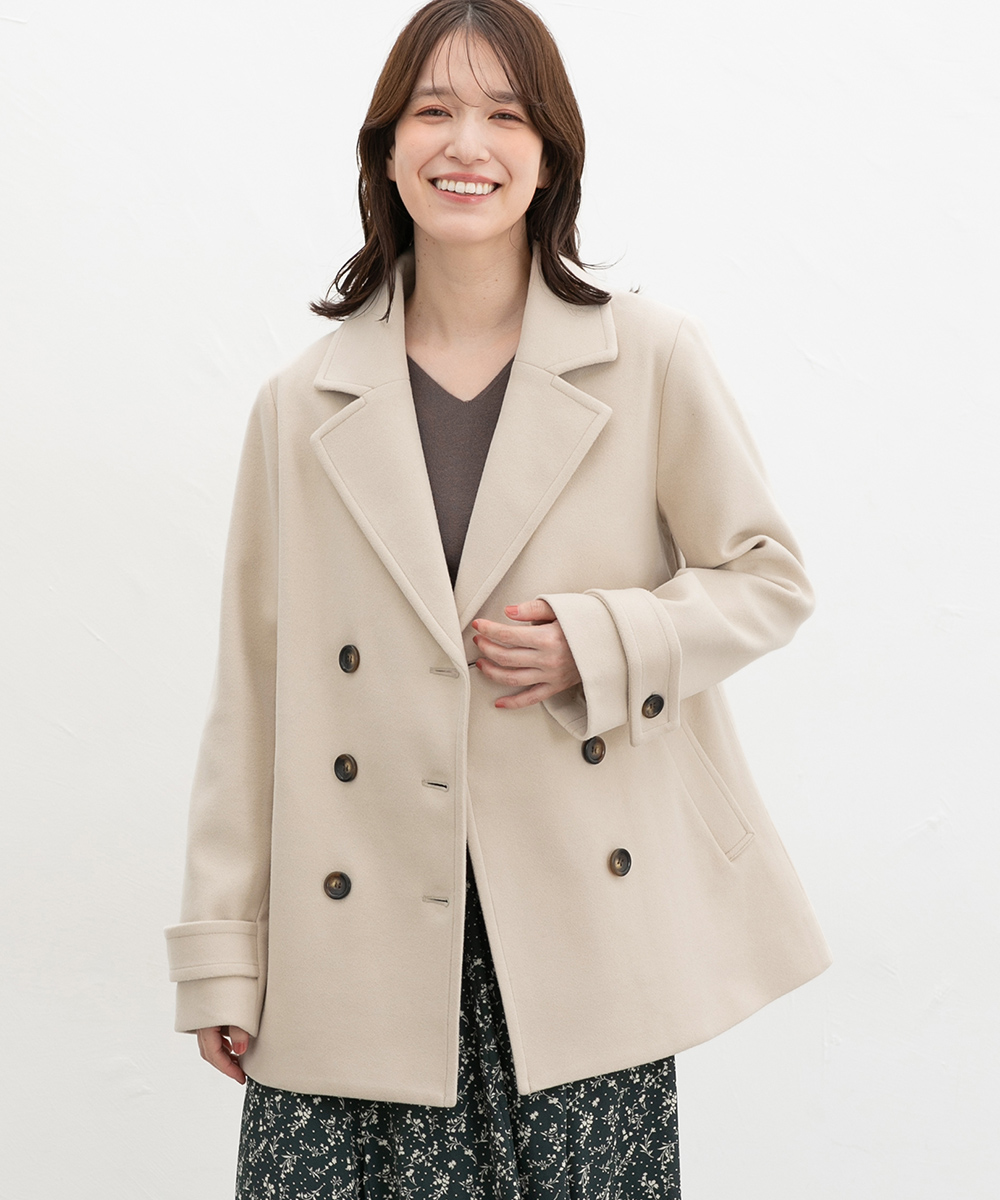 【TED BAKER】ハーフコート Pコート　フェイクファー　ベルト　ネイビー Honeys（ハニーズ） アウター ハーフコート Pコート 抗菌防臭 静電気