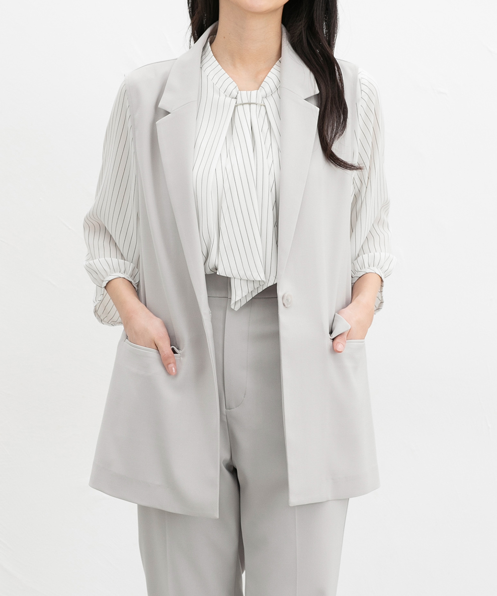 アウター ジレ セットアップ 美ージー 接触冷感 ウォッシャブル オフィス きれい Honeys ハニーズ テーラードジレ | Honeys | 01