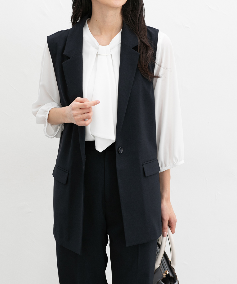 アウター ジレ セットアップ 美ージー 接触冷感 ウォッシャブル オフィス きれい Honeys ハニーズ テーラードジレ | Honeys | 03