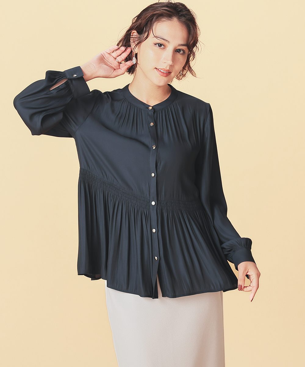 Honeys（ハニーズ） トップス 長袖 ペプラムブラウス 再生ポリエステル