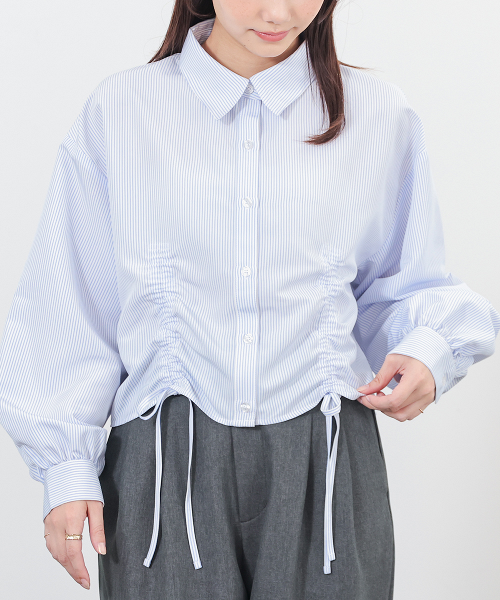 トップス Rose accent shirt blouse misty blue Rose accent shirt blouse misty blue