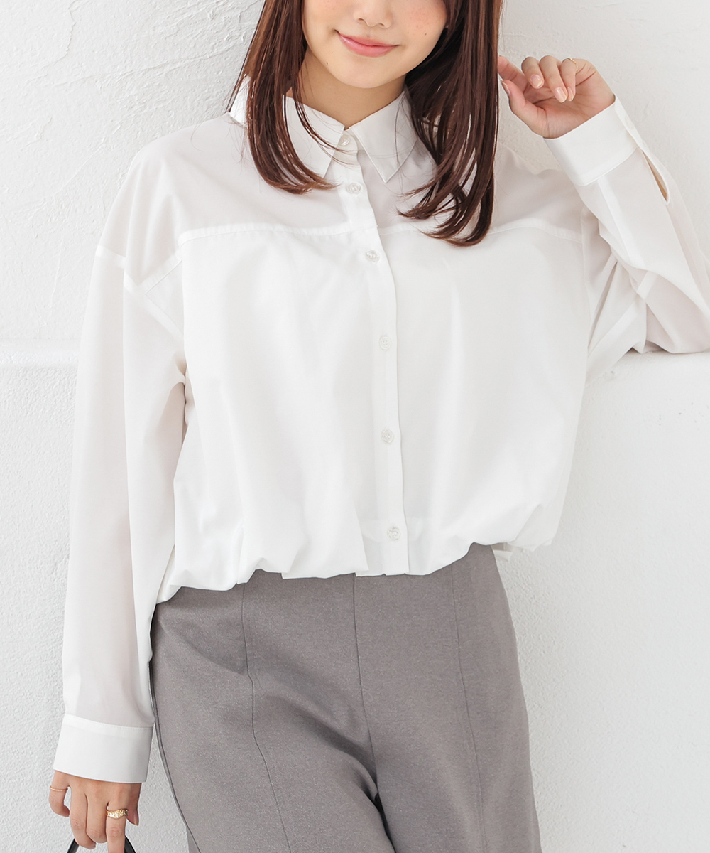 cccmalie 裾バルーン 長袖ブラウス　白 シーマリー cccmalie 裾バルーン長袖ブラウス White cccmalie 裾