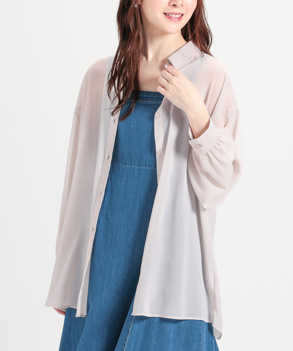 Honeys トップス シャツ シアーシャツ 透け感 レイヤード