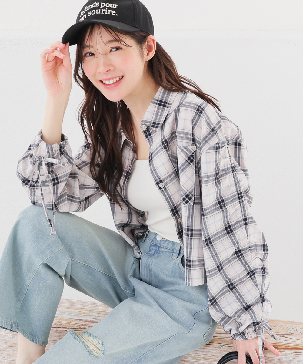 Honeys（ハニーズ） トップス ブラウス 長袖 チェック柄 綿100
