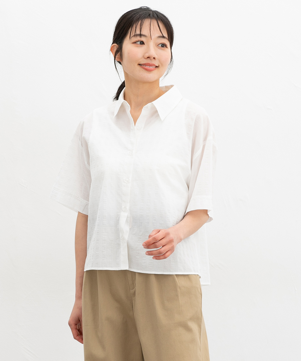 Honeys トップス シャツ ブラウス 半袖 再生ポリエステル