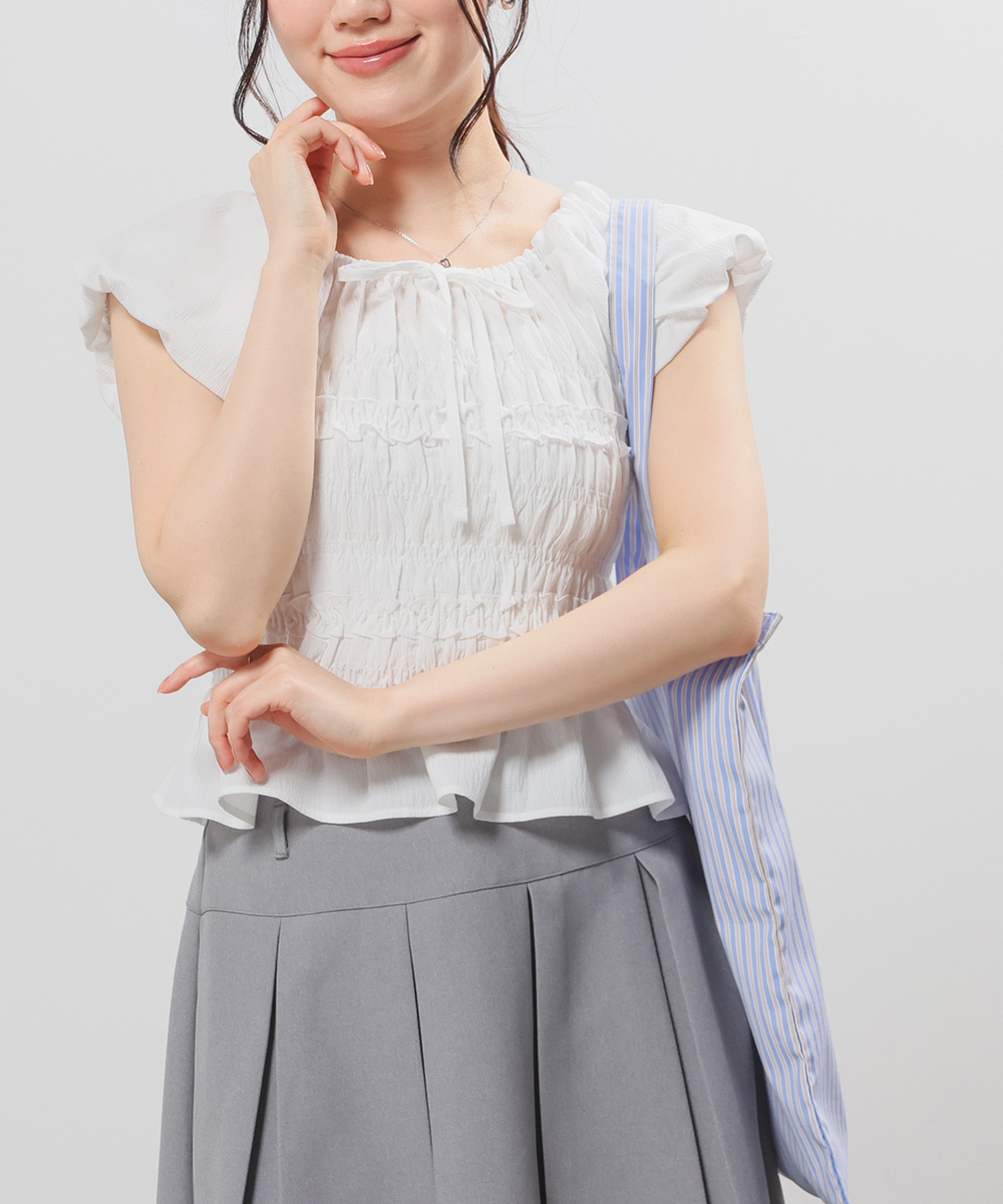 Honeys（ハニーズ） トップス ブラウス 半袖 再生ポリエステル
