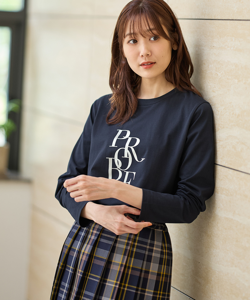 Honeys（ハニーズ） トップス カットソー 長袖 ロゴ 綿混 スリット