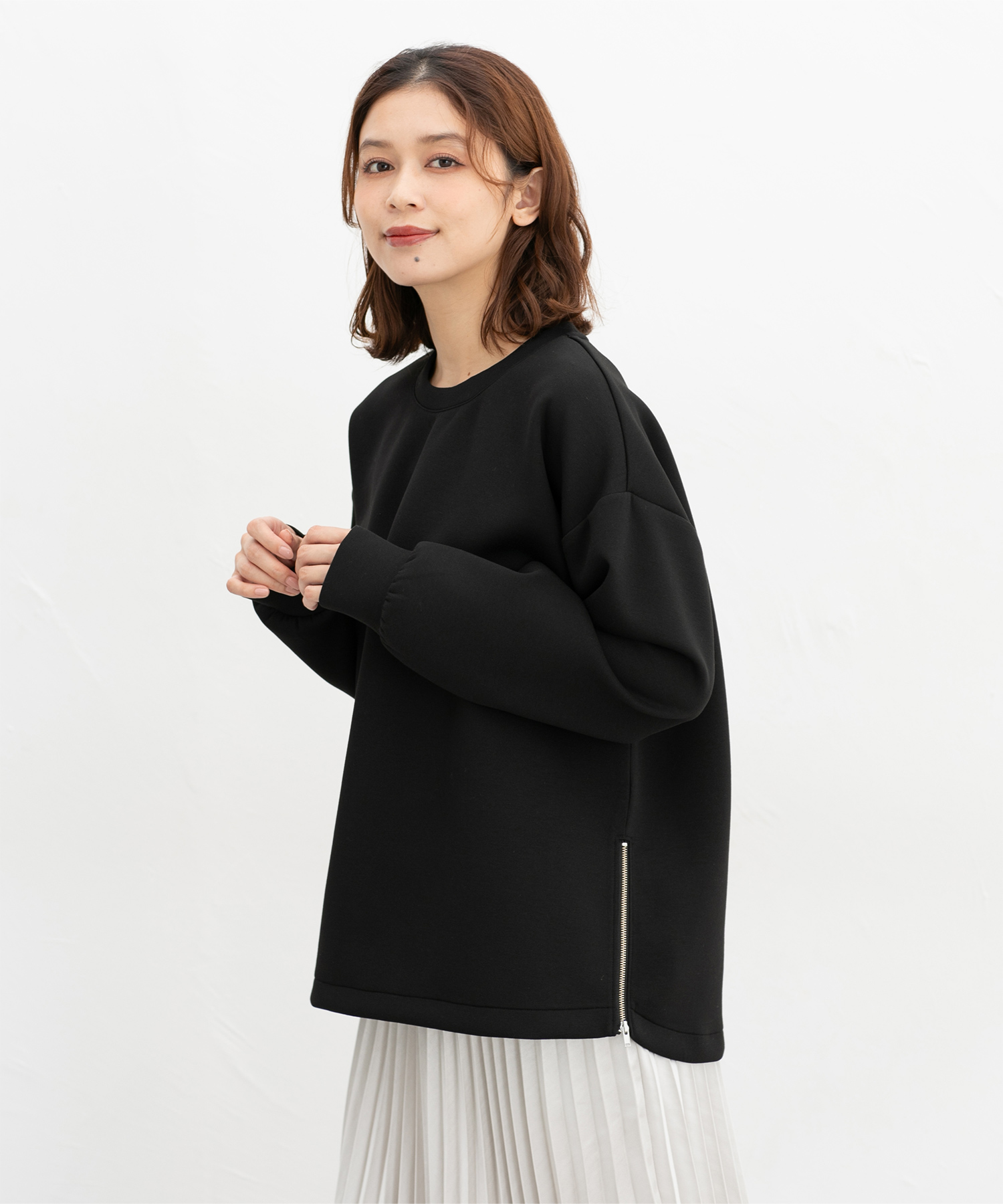 トップス  hynya Honeys（ハニーズ） トップス カットソー 長袖 ストレッチ ファスナー