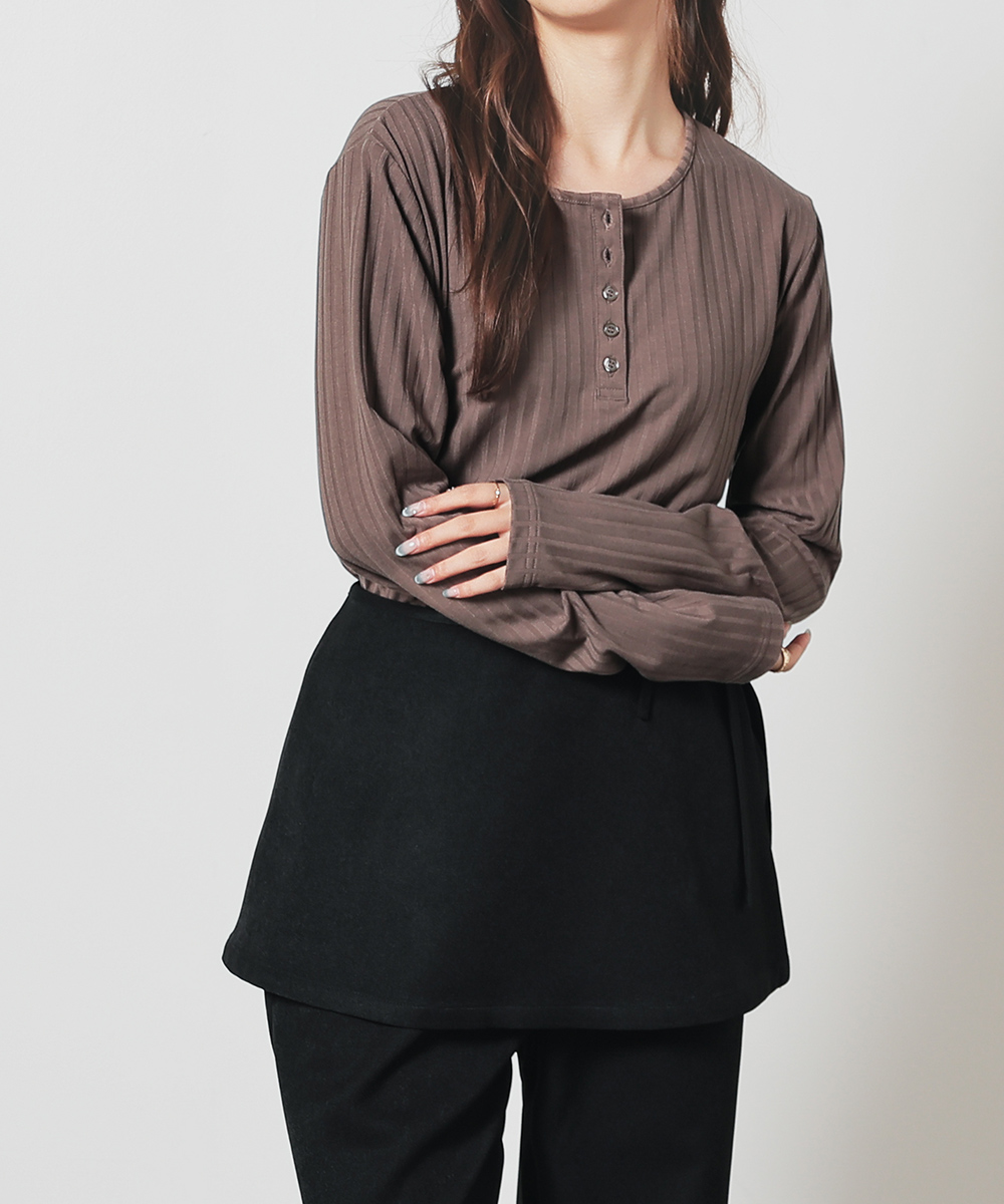 カットソー(長袖/七分) roku COTTON NYLON SHEER HENLY NECK 6（ロク）の「＜6(ROKU)＞COTTON NYLON SHEER HENLY NECK PULLOVER