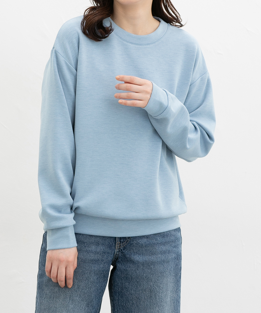 ebure スウェット長袖トップス ebure(エブール)｜クリアー裏毛 ハーフスリーブスウェット/ベージュ の