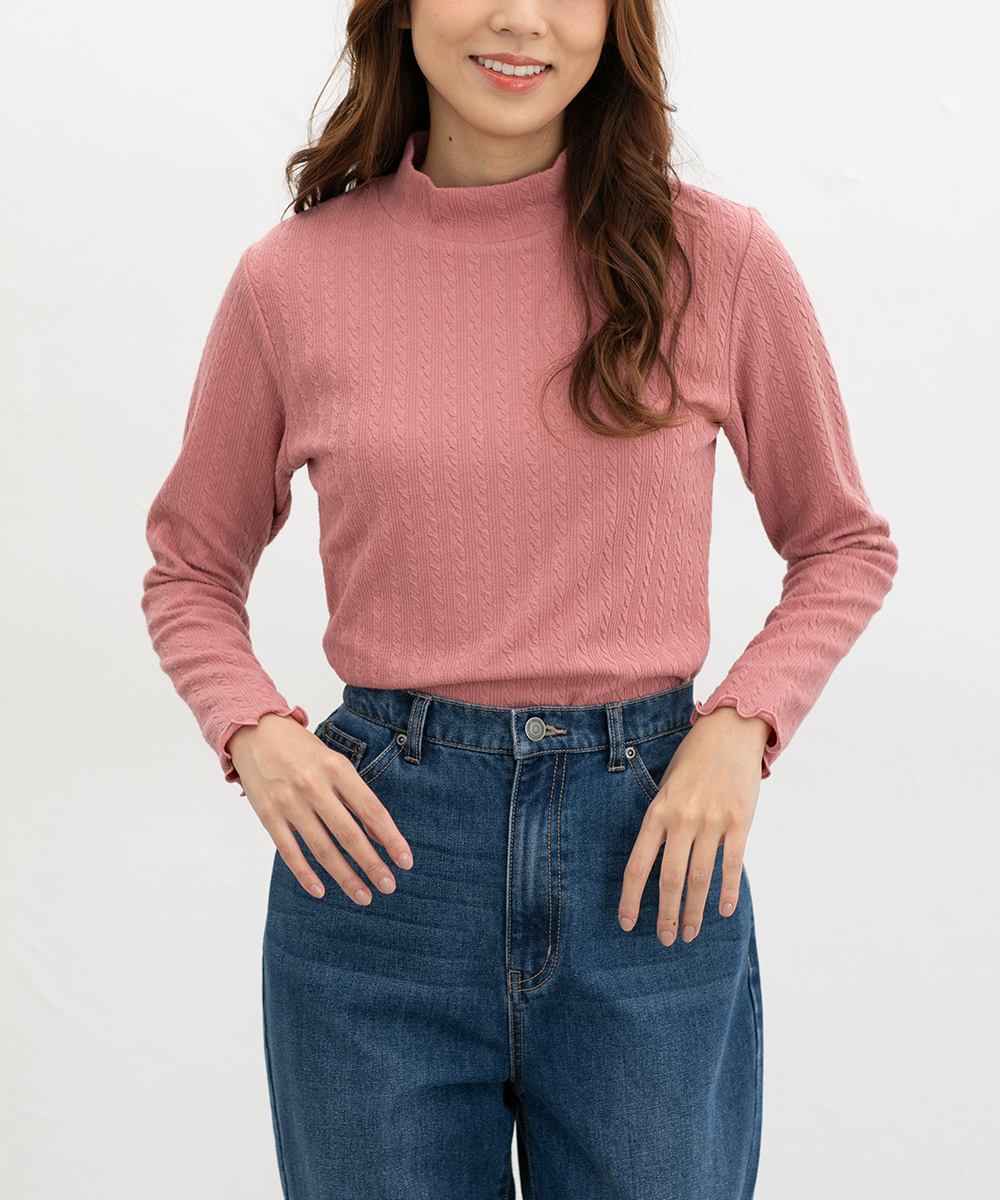 Honeys（ハニーズ） トップス カットソー 長袖 ハイネック ジャカード