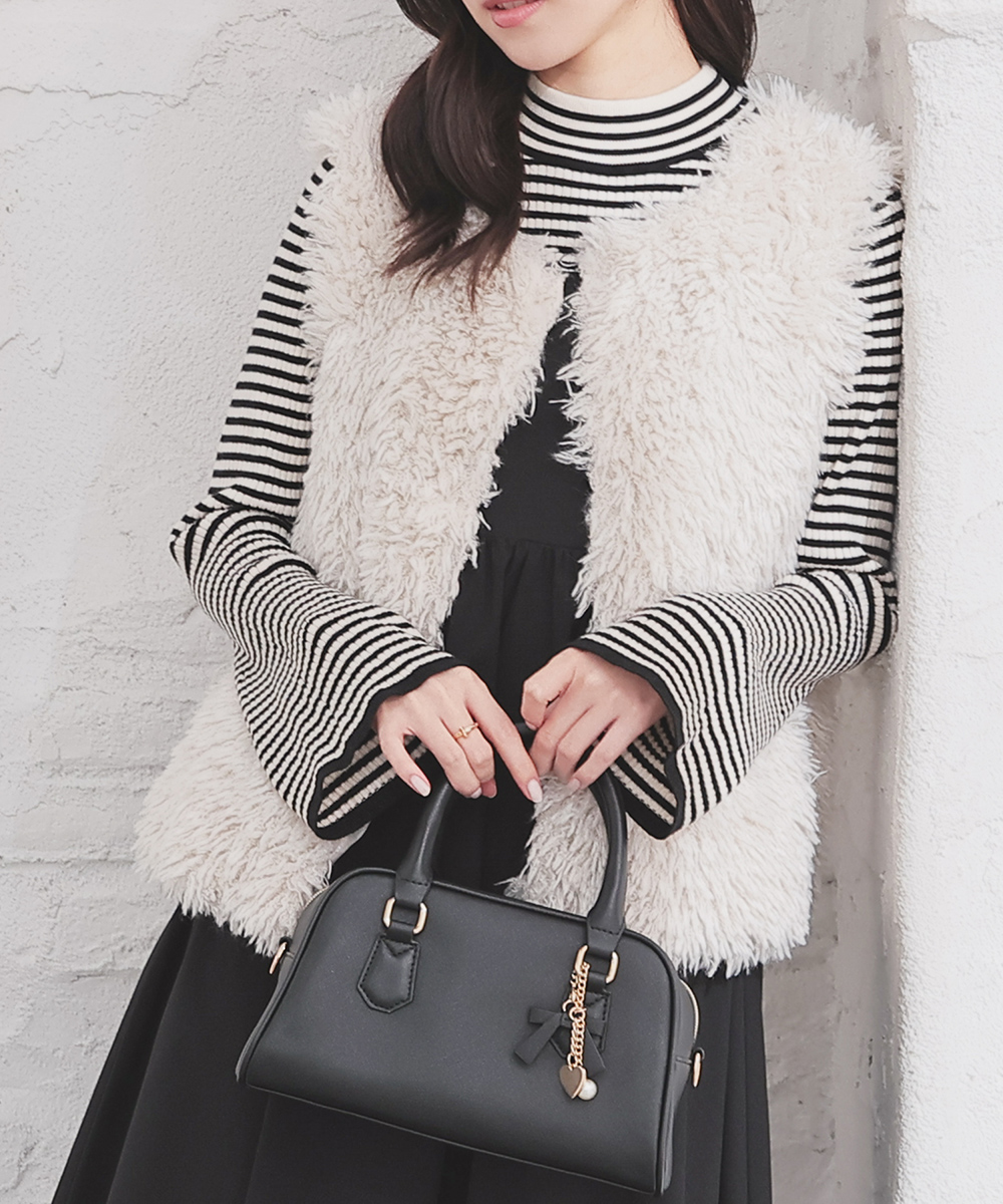 Honeys（ハニーズ） アウター 裏地付き ノーカラー プードルボア素材