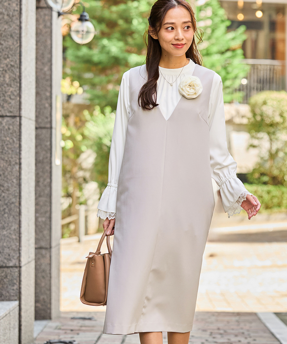 Honeys（ハニーズ） ワンピース ジャンスカ ノースリーブ ロング丈