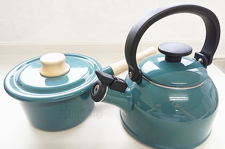 富士ホーロー Cotton ほうろう 琺瑯 片手鍋 やかん 笛吹ケトル フタ