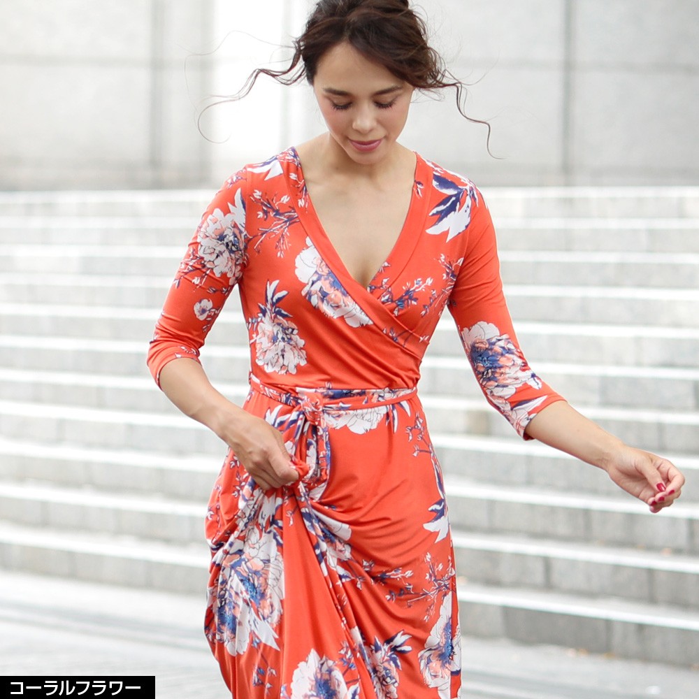 選べる11柄 Laワンピース インポート マキシワンピース ロング丈 ワンピース レディース S M L Ll Xl 花柄 大きいサイズ 135 ホンコンマダム 通販 Yahoo ショッピング