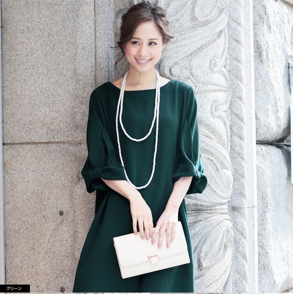 パーティードレス ワンピース 結婚式 M バーガンディ グリーン ホワイト ネイビー ブラック ペールブルー ペールピンク ベージュ C ホンコンマダム 通販 Yahoo ショッピング