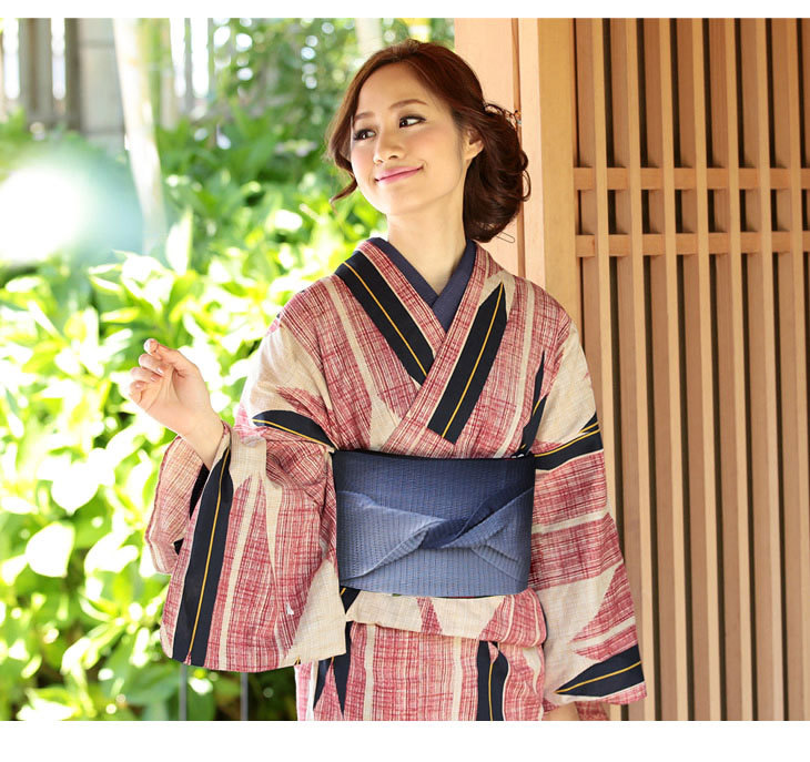 浴衣 レディース 3点セット (ゆかた/帯/下駄) 白 幾何学 (ホワイト 浴衣 レディース 3点セット (ゆかた/帯/下駄) 白 幾何学 (ホワイト