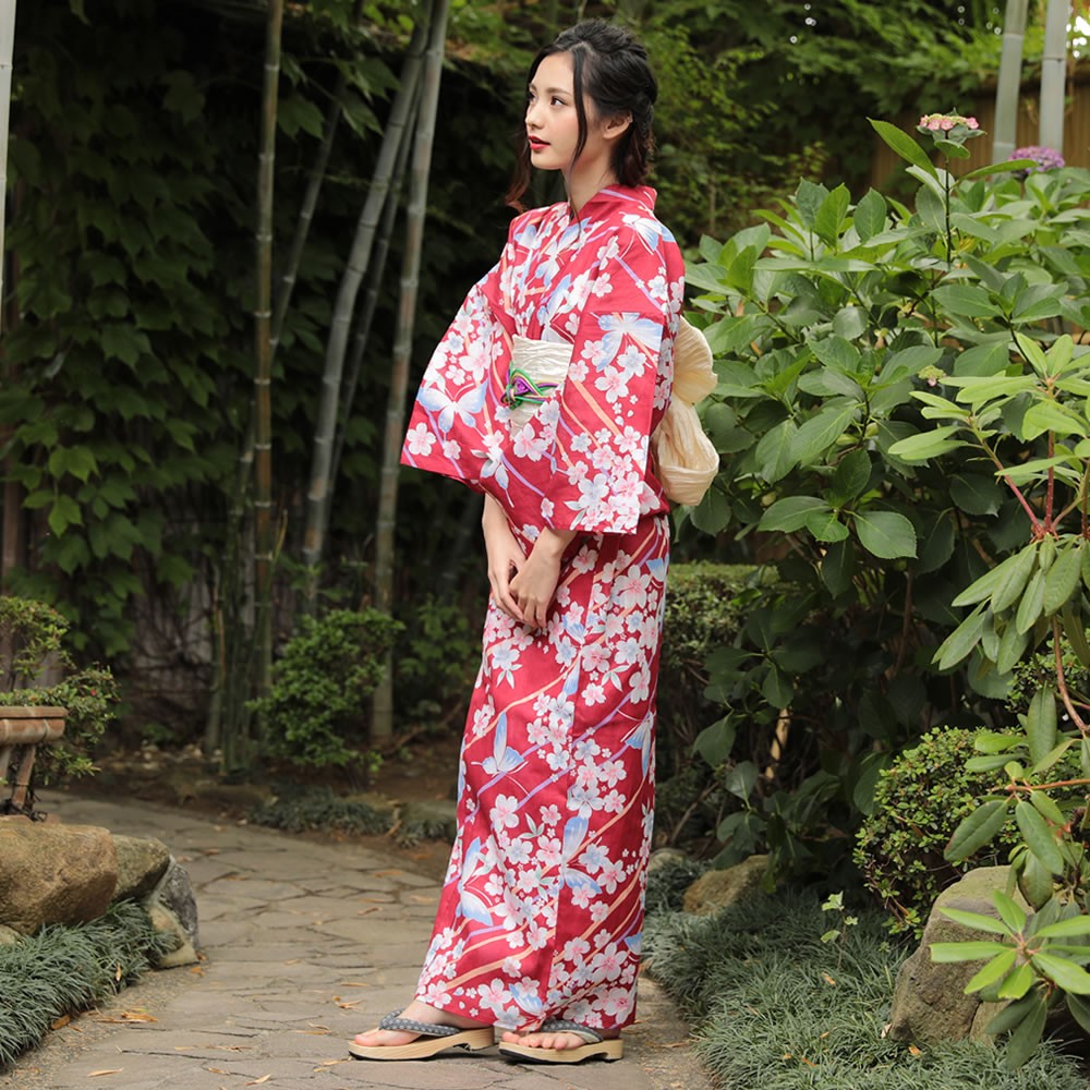 織り柄チェック 美品*浴衣*紺色 お花 蝶々 - 通販 - happyhead.in
