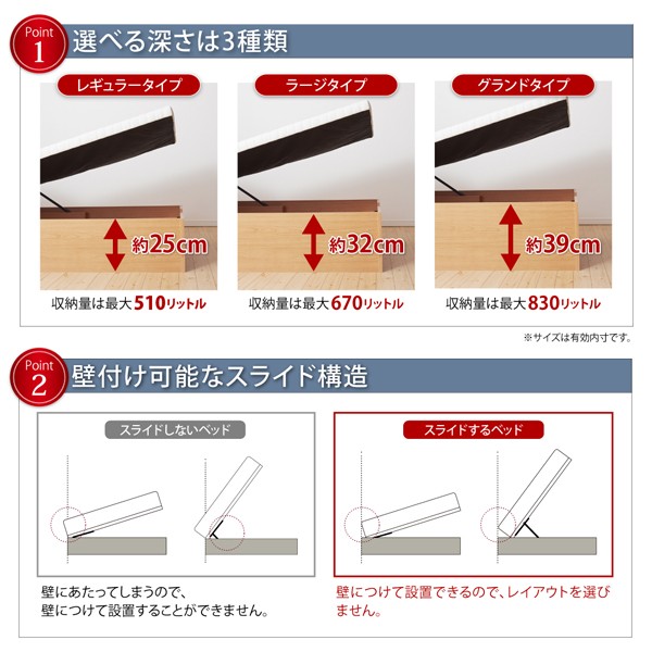 通気性抜群_ガス圧式大容量跳ね上げベッド No-Mos ノーモス 薄型