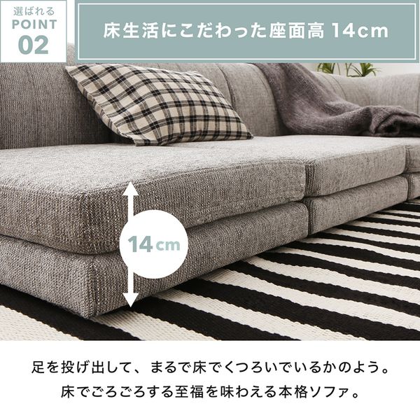 ローソファー コーナー フロアソファー／floor corner sofa 1P×3+