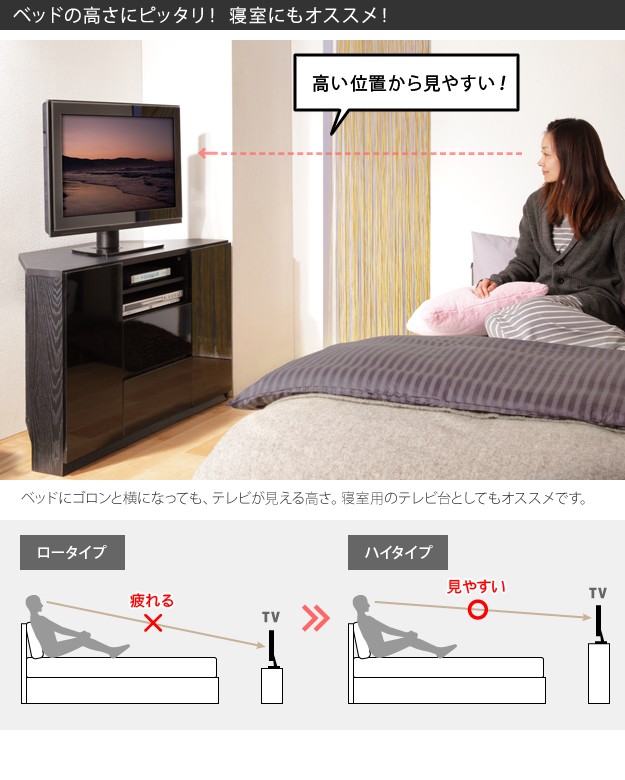 テレビ台 ハイタイプ テレビボード キャスター付きコーナーTVボード