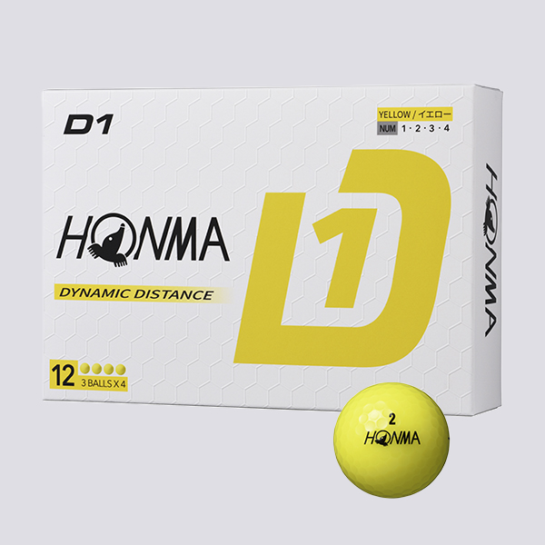 本間ゴルフ ボール D1 2024年モデル ダース単位 12球入り ホワイト イエロー オレンジ グリーン マルチカラー HONMA GOLF  BALL ディーワン ディスタンス系