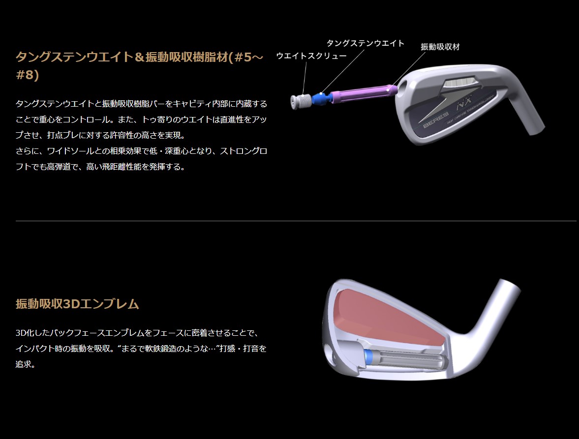 BERES 本間ゴルフ アイアンセット 5本組 NX トリプルスター #7