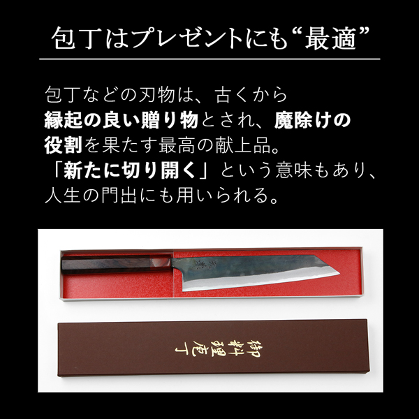 元兼 切付型 和牛刀 210mm 両刃 青紙スーパー 割込み 黒打ち仕上げ 切
