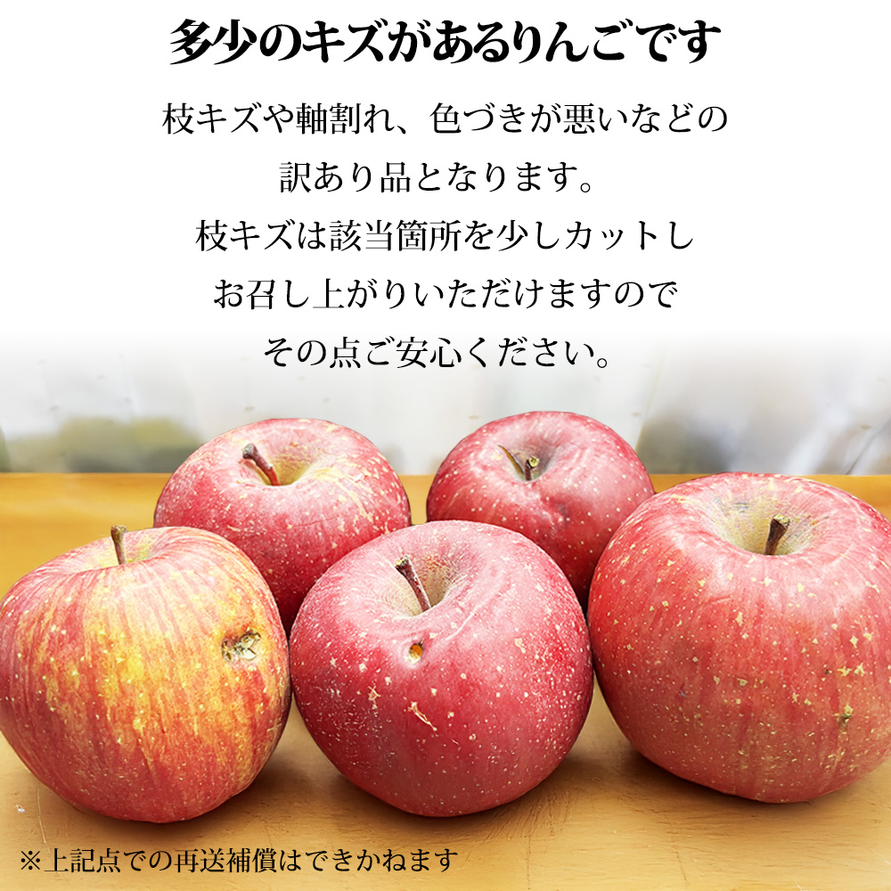 まとめ買いがお得!】青森県産 訳ありサンふじ 10~18玉入 約 3.6kg 枝