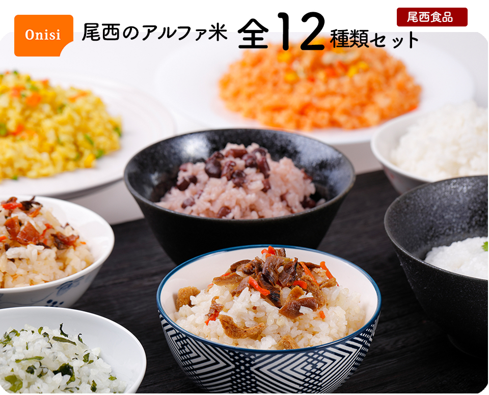 非常食 保存食 アルファ米 非常食セット防災食 備蓄 長期保存食 尾西食品 防災グッズ｜尾西のアルファ米 全12種類セット(5年保存)｜防災用品  炊かずに 12食 :ho-onishi-12set-2:本舗オンラインストア !店 通販 