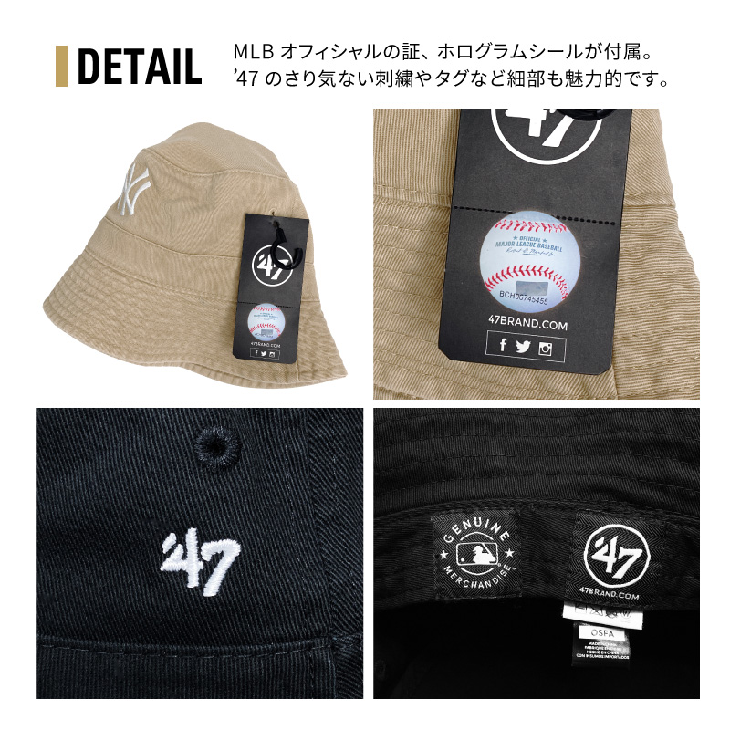 47BRAND ハット ヤンキース ドジャース B系 バケットハット HIP HOP NY LA 刺繍 帽子 紫外線対策 人気 メンス レディース 男性 女性 UVカット｜hoodluck｜15