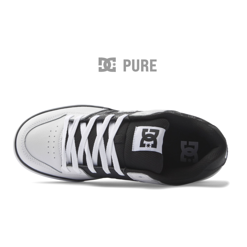 DC スニーカー モノグラム柄 PURE LOW スケートボード dc shoes ディーシー 靴 ローカット 白 黒　black white