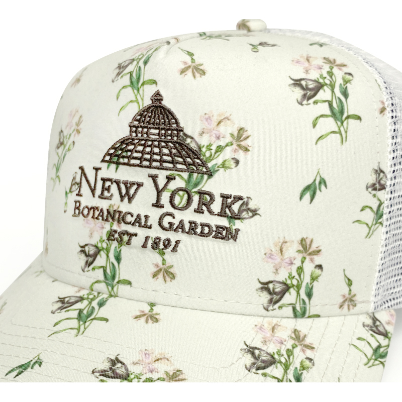 ニューエラ メッシュ キャップ コラボ 9FORTY A-Frame トラッカー New York Botanical Garden ロゴ  ホワイトボタニカル 花柄 フラワー メンズ レディース