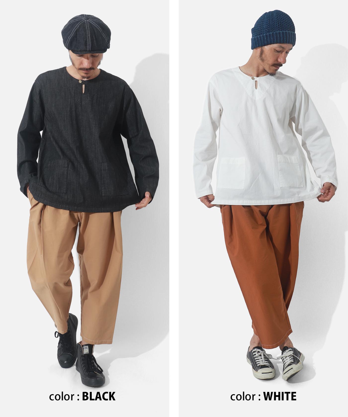 児島ジーンズ レラックス プルオーバーシャツ 長袖 メンズ