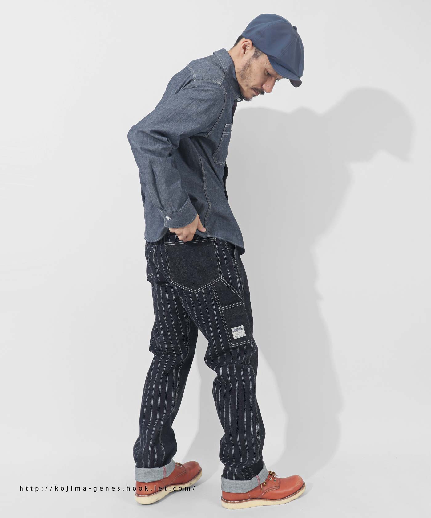 児島ジーンズ 13oz ダブルストライプ ウォバッシュ コンボ