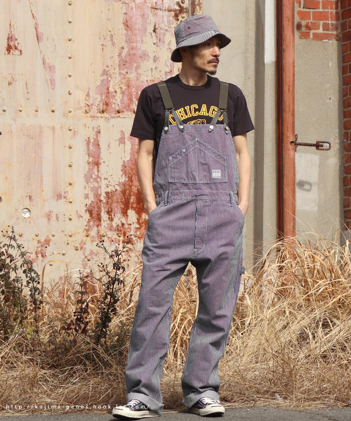児島ジーンズ 公式通販 13oz デニム ＆ ヒッコリー サロペット