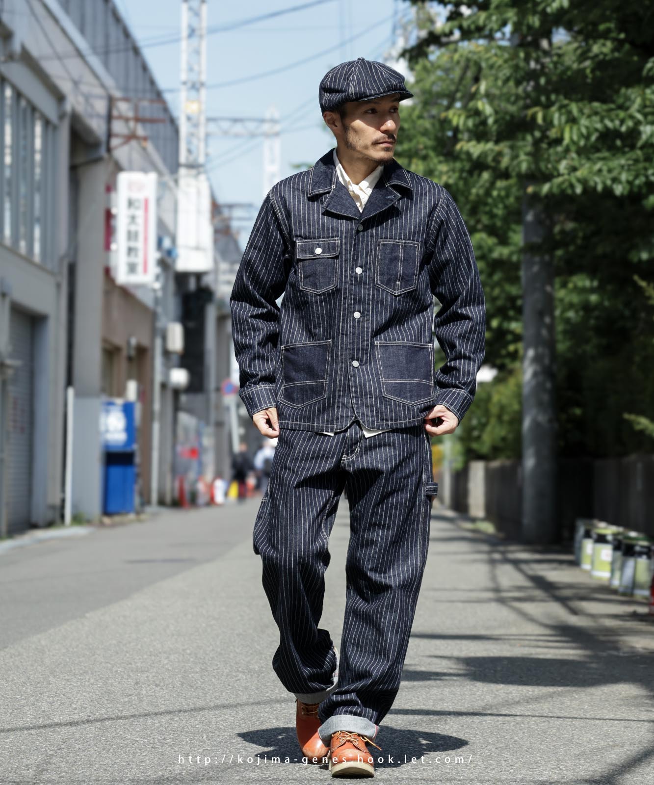 【美品】KOJIMA GENES 児島ジーンズ ウォバッシュ風 ワークパンツ rnb-1413_11.jpg